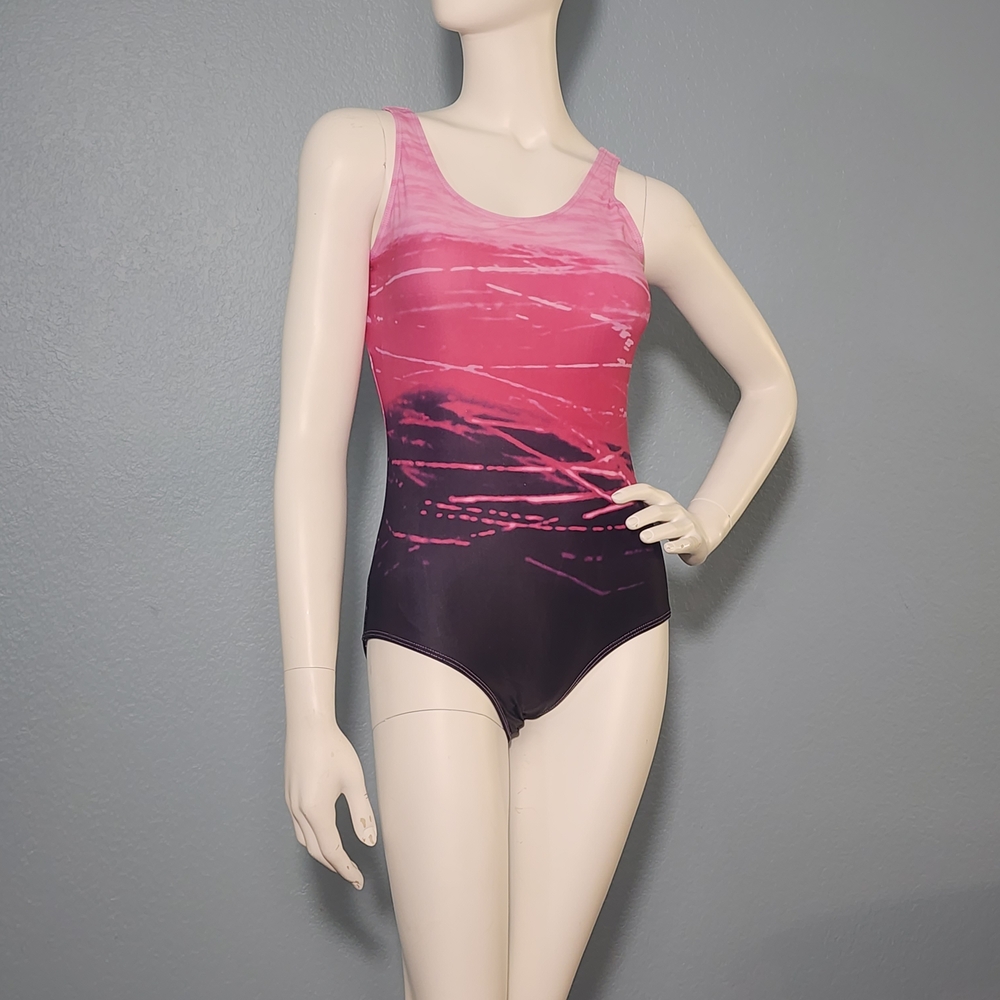 Elegant Pink and Black One-Piece Swimsuit
